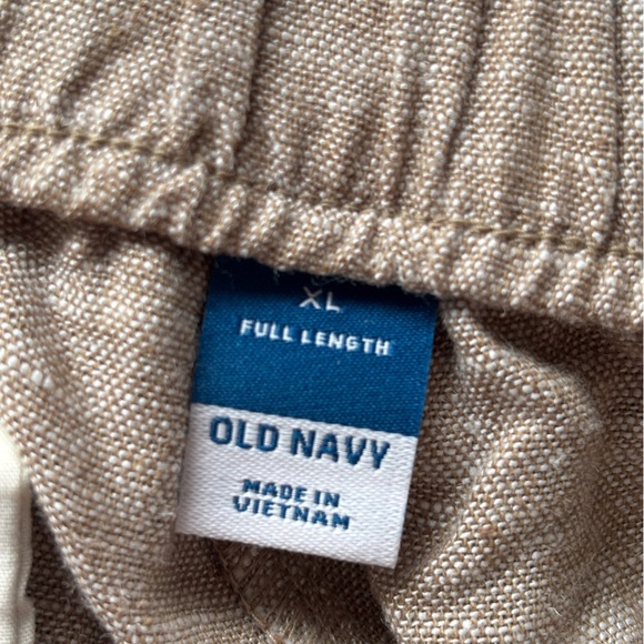 Old Navy Women's Linen Blend Khaki Pleated Wide Leg Trousers Full Length Size XL - Picture 4 of 6